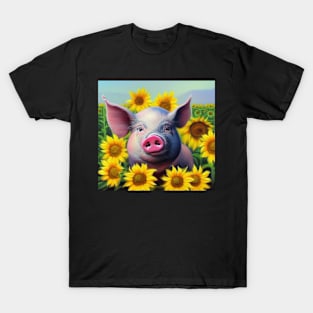 Pig and Sunflowers T-Shirt